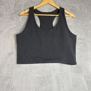 ✨ 2/$35 Pact On The Go Cotton Racerback Crop Tank Top Charcoal Gray Size XL